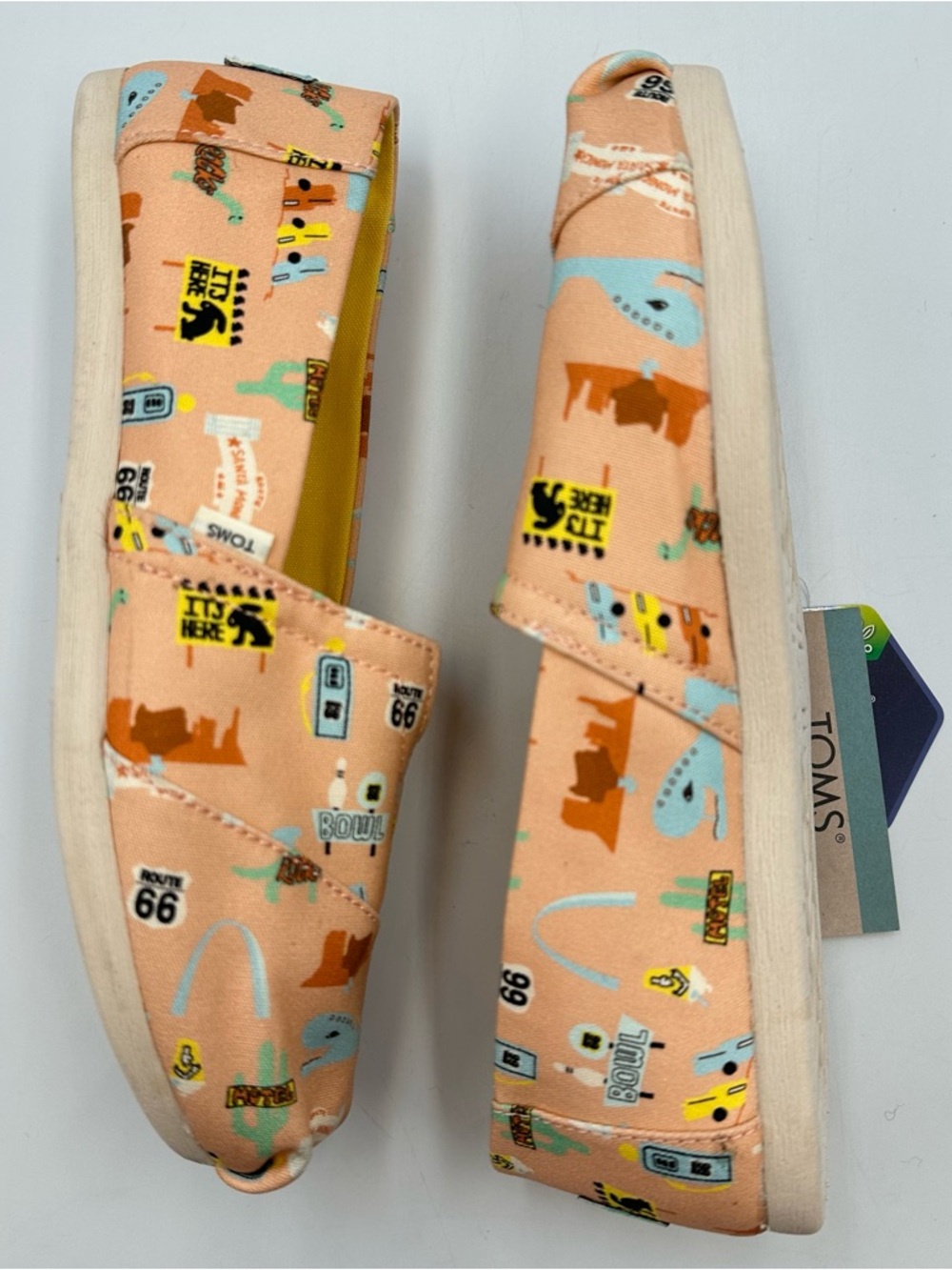 NEW Toms Route 66 Pink Slip on Printed Womens 6 Alpargata Ltwt Cloudbound Sole - Picture 10 of 12